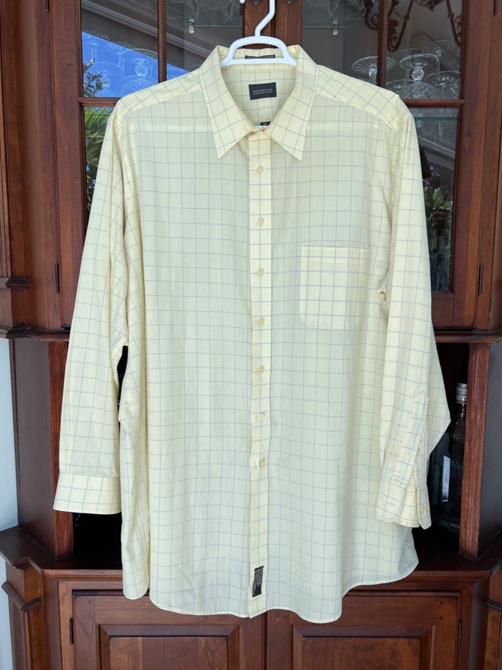 Extra Tall Light Yellow Windowpane Dress Shirt